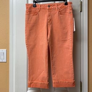 NYDJ cropped peach/orange jeans. 10P